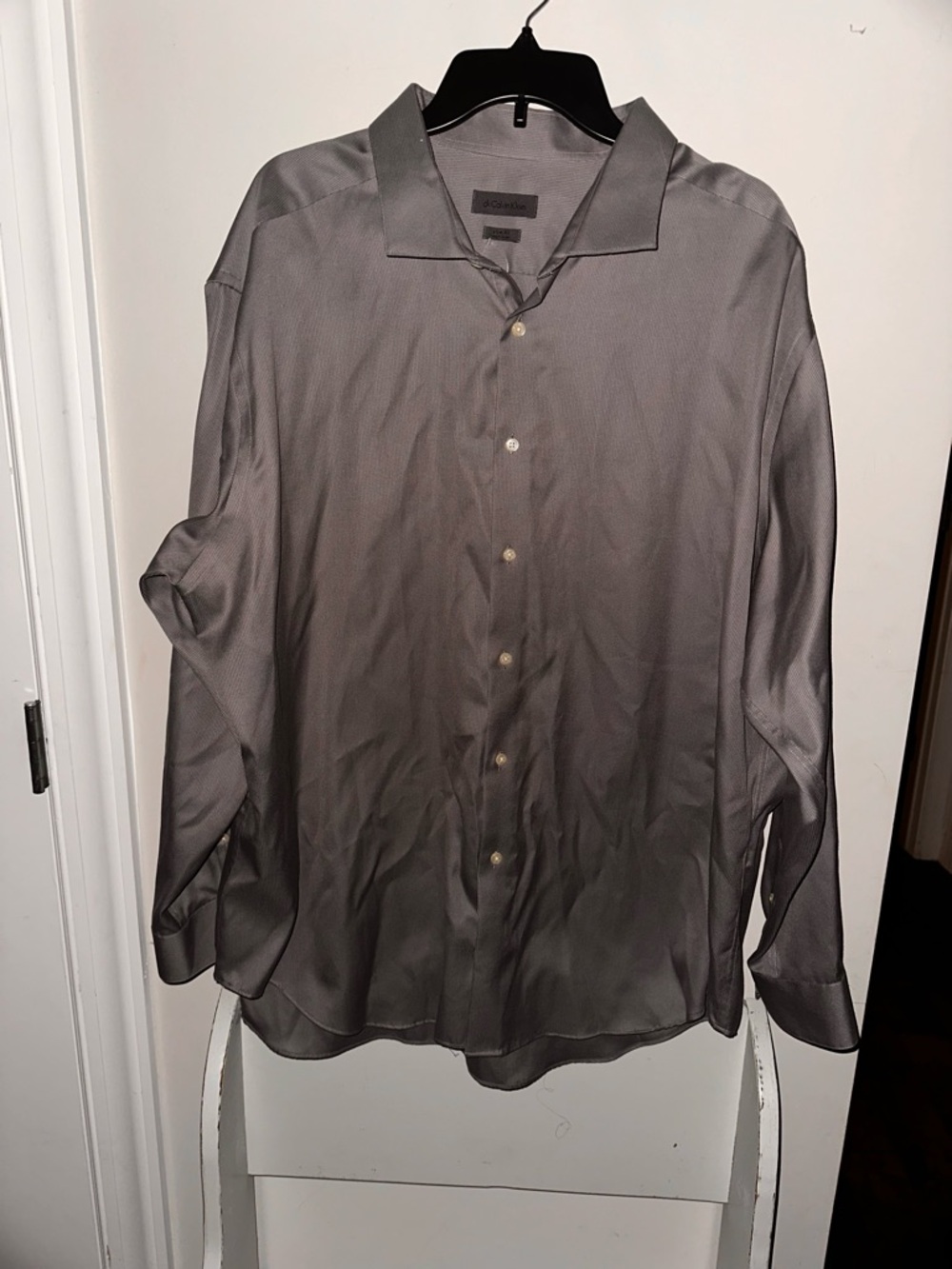Calvin Klein Men's Long-Sleeve Gray Dress Shirt 20 Neck 34/35 sleeve